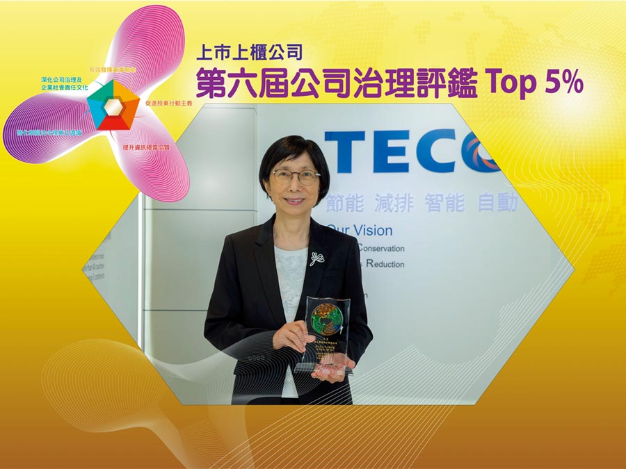 東元電機董事長邱純枝表示，以「誠信經營、落實公司治理、善盡社會責任、追求永續經營」為理念，追求公司永續發展。圖／東元提供