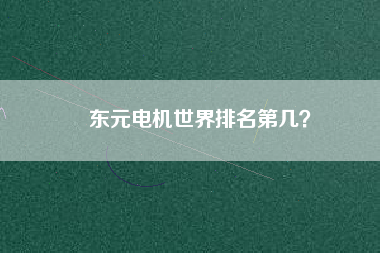 東元電機世界排名第幾？