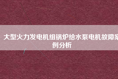 大型火力發電機組鍋爐給水泵電機故障案例分析